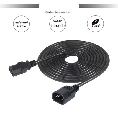 VDE Certified 3Ft IEC C13 to C14 Male to Female Extension Cable for UPS Desktop PC