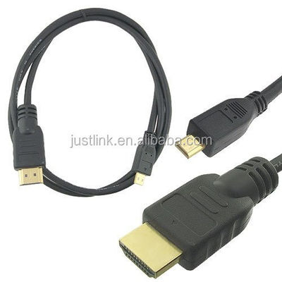 High Speed 5FT 1.5M V1.4 Male To Male HDMI To Micro HDMI Cable For HDTV PS3 XBOX 3D LCD