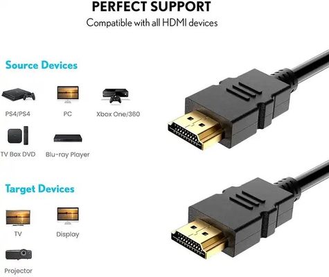 1M-30M Black 4K HDMI Cable With Braid Shielding 24k Gold Plated Male-Male 2.0 3D 60Hz
