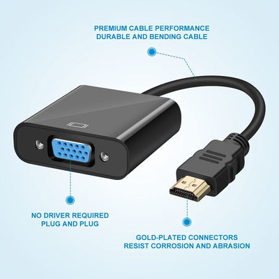 1080P HDMI To VGA Converter Adapter Cable For Computer Male To Female Audio Video