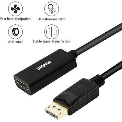 ABS Coaxial Gold Plated Displayport Male DP To HDMI Cable Adapter For Projector