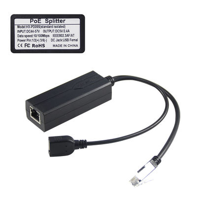 48V to 5V 2.4A PoE Splitter USB Type A Female 802.3af Power Over Ethernet Splitter