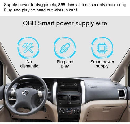 5V 12V Car Charger Power Extension Cables OBD-2 To Type C USB-C Cable For Dashcam