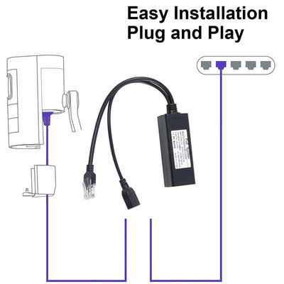 1Gbps Switch Capacity PoE Splitter 48V To 5V 2.4A USB Type A Female 802.3af Power Over Ethernet
