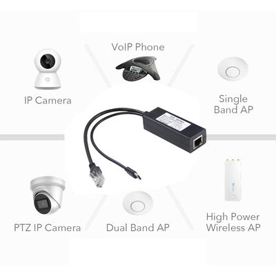 1Gbps POE Splitter USB-C Adapter IEEE 802.3af Compliant For WiFi/Security Cameras