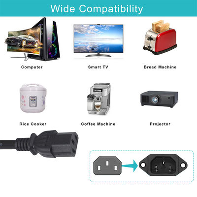 Home Appliance IP54 Outdoor Cable with GFCI NEMA 5-15P to IEC 60320 C13 Female 0.5m Cable Length