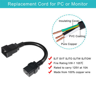 2Xc19 Plug 20A Heavy Duty Pdu 15A 250V 14 Awg To C20 Cable Power Cord