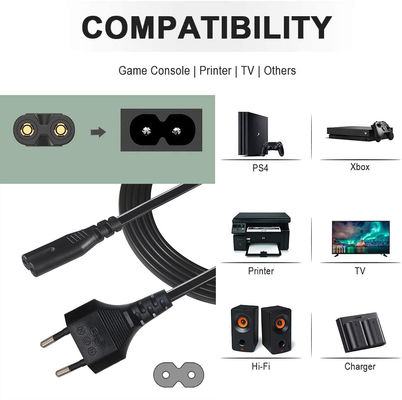 Universal 2prong AC Power Cord EU 2PIN To IEC Female C7 Socket 0.75MM