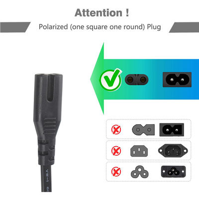 Universal 2prong AC Power Cord EU 2PIN To IEC Female C7 Socket 0.75MM