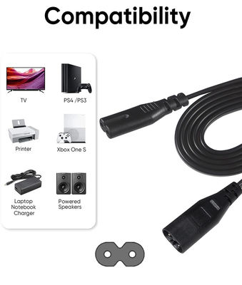 2M Iec320 Black Exposed Wire Power Cord Ac C7 To Figure 8 C8 Extension Cable