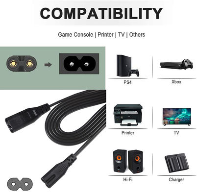 0.8M C7 to C8 Power Cord 18AWG PVC Jacket ROHS Certified