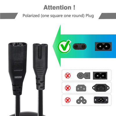 2M Iec320 Black Exposed Wire Power Cord Ac C7 To Figure 8 C8 Extension Cable