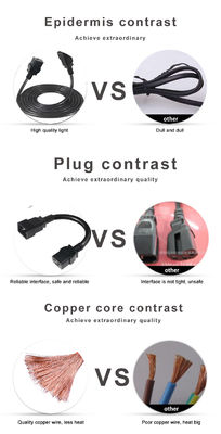 C20 Male To Iec Socket C19 15A Black H05vvf 3G 1.5Mm 250V 10A 13A 16A Supply Power Cord