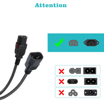 18 awg Computer Panel Mount Iec Cord C14 Male Plug To C13 Female Socket Power Connector