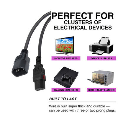 18 awg Computer Panel Mount Iec Cord C14 Male Plug To C13 Female Socket Power Connector