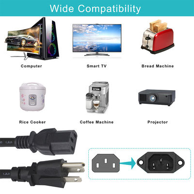 6FT Monitor Laptop Power Cord 3Prong Nema 515P to IEC 320 C13 for Home Appliance