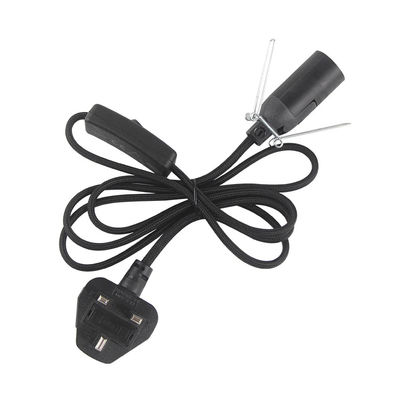 3A 5A British Fused 3 Pin Power Plug Salt Lamp Cable with 303 Inline Switch E14 Lamp Holder OEM/ODM