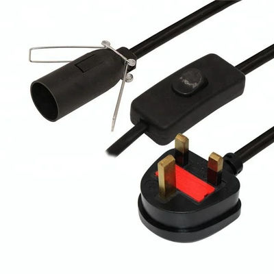 3A 5A British Fused 3 Pin Power Plug Salt Lamp Cable with 303 Inline Switch E14 Lamp Holder OEM/ODM