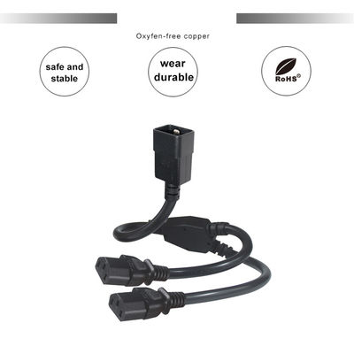 Outlet Y Splitter Power Socket Extension Cable C20 Male To 2X C13 Female Connector 0.75Mm 1.0Mm