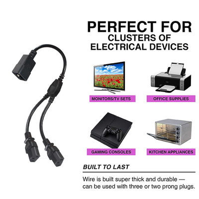 Outlet Y Splitter Power Socket Extension Cable C20 Male To 2X C13 Female Connector 0.75Mm 1.0Mm