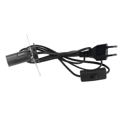 Black E12 Light Bulb Holder Socket Electric Cable EU 2 Pin Salt Lamp Power Cord with 303 On/off Switch