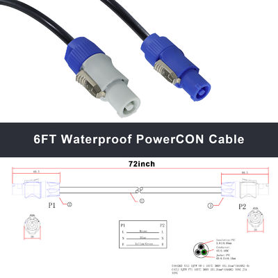 NAC3FCA To NAC3FCB 20A AC PowerCon Connector SJTW 3 Pin Power Extension Cable