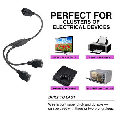 C20 Male To Locking Splitter Extension Cable 3 Prong Lockable Double C19 Power Cord