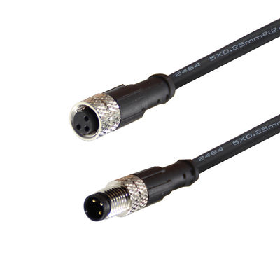 M12 Solar Panel Power Cord Male to Female Plug 0.5m Black