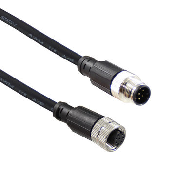 M12 Solar Panel Power Cord Male to Female Plug 0.5m Black