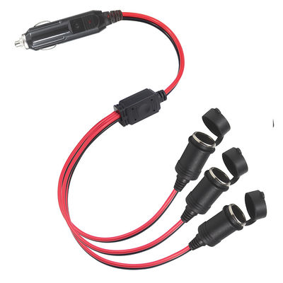 1 Male To 3 Female Car Cigarette Extension Cord Fuse 15A 16AWG Power Wire OEM ODM