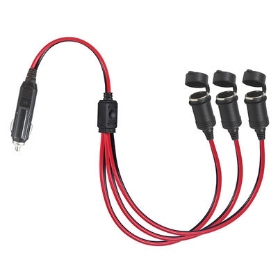 1 Male To 3 Female Car Cigarette Extension Cord Fuse 15A 16AWG Power Wire OEM ODM