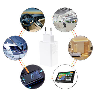 European GaN Tech 3Ports 65W USB C USB-A QC3.0 Charger For Laptop White