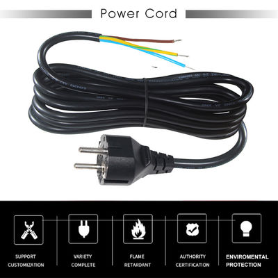 3pin H05vv-f 3g 0.75mm2 Vde Ac 3 Pin Stripped And Tinned Cord Power Cable With Plug Eu Strip End