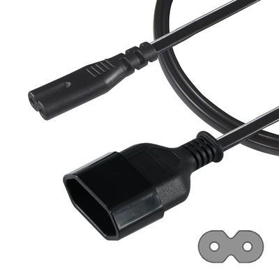 2FT VDE EU 2Pin Female Socket To IEC 60320 C7 Female Extension Cord