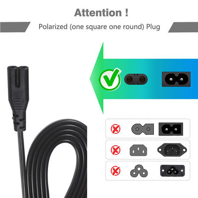 2FT VDE EU 2Pin Female Socket To IEC 60320 C7 Female Extension Cord