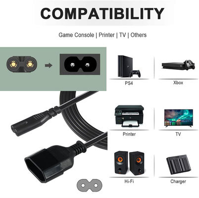 EU 2Pin Female to C7 Power Cord 6ft 10A 250V