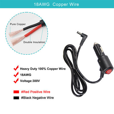 15A Fuse Cigarette Lighter Extension To Right Angle DC 2.1MM Jack Cigar Cable
