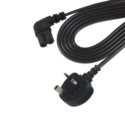 BS Computer AC Cable Right Angle C7 Standard Extension 3 Wire 10A 250V British Power Cord with PVC Jacket and IEC Female End Type