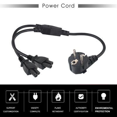 European Standard Schuko 3Pin Extension Leads Supply Power Cord With 2XC5 Female