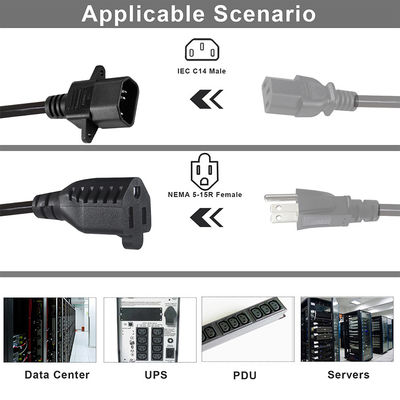 16Awg Nema 515R To Iec320 Iec C14 America Plug Pvc Usa Standard Power Cord