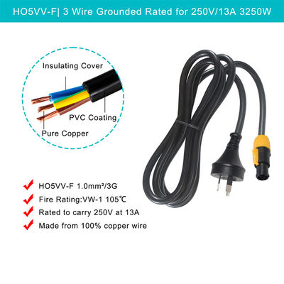 PowerCON True1 Male to AU 3Pin Plug nac3fca SAA Extension Cord 1.5MM Heavy Duty Cable