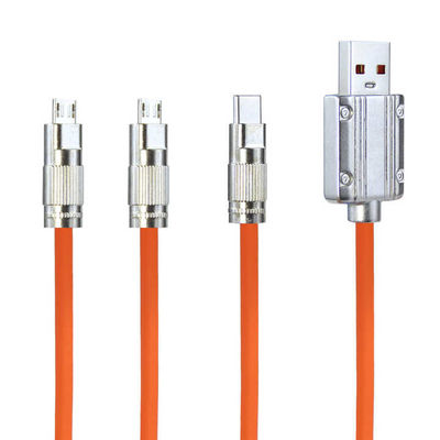 CE Certified Multi Device Charging Cable with 3 Simultaneous Charging Ports and Durable Nylon Braided Cord