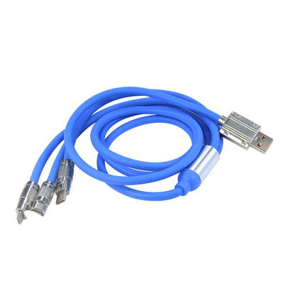 CE Certified Multi Device Charging Cable with 3 Simultaneous Charging Ports and Durable Nylon Braided Cord