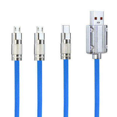 CE Certified Multi Device Charging Cable with 3 Simultaneous Charging Ports and Durable Nylon Braided Cord