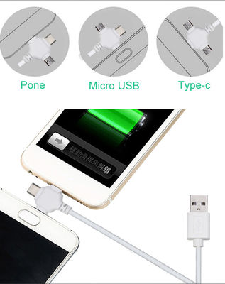 CE Certified Multi Device Charging Cable with 3 Simultaneous Charging Ports and Durable Nylon Braided Cord