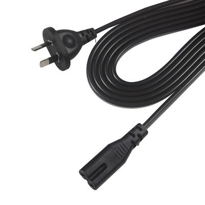 AU 2P Plug to IEC60320 C7 Power Cord SAA Certified 250V 7.5A Flat Cable PVC Jacket Pure Copper for Laptop/Home Appliance