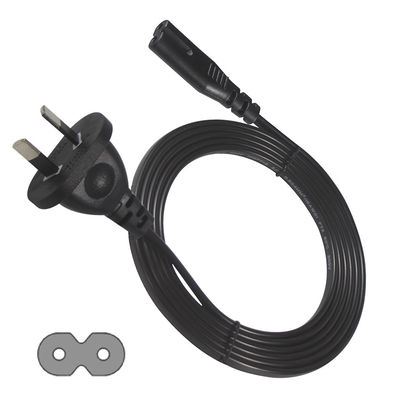 AU 2P Plug to IEC60320 C7 Power Cord SAA Certified 250V 7.5A Flat Cable PVC Jacket Pure Copper for Laptop/Home Appliance