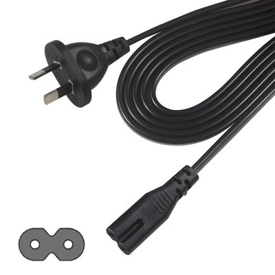 AU 2P Plug to IEC60320 C7 Power Cord SAA Certified 250V 7.5A Flat Cable PVC Jacket Pure Copper for Laptop/Home Appliance
