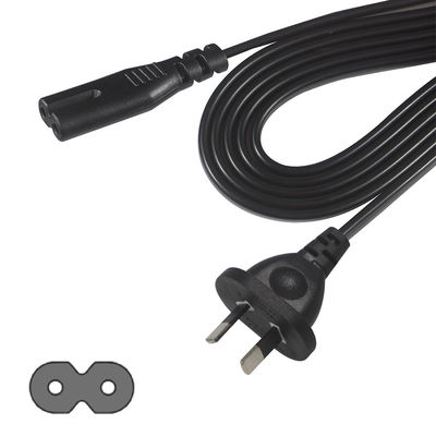 AU 2P Plug to IEC60320 C7 Power Cord SAA Certified 250V 7.5A Flat Cable PVC Jacket Pure Copper for Laptop/Home Appliance