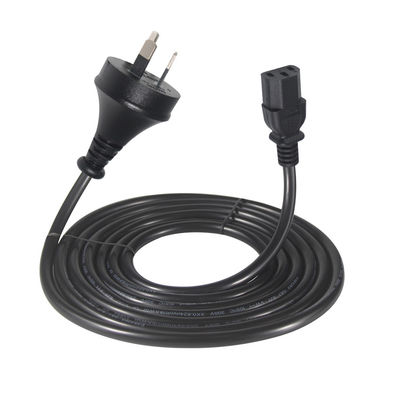SAA Certified AU 2-Pin Plug to IEC C13 Power Cord, 250V 10A H05VV-F 3x0.75mm2 Pure Copper for PC/Server/Home Appliance